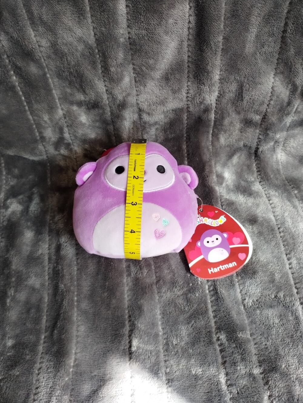 Squishmallows Hartman Purple Monkey Valentine Heart Plush 5" NWT